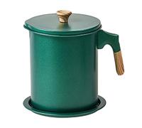 Récipient à Graisse Bacon Avec Passoire et Couvercle, 1,4L en Fer pour Filtre à Huile, Pot Stockage Graisse, Conserve D'huile Cuisson pour Stocker L'huile Friture, Graisse Cuisson(Vert foncé)