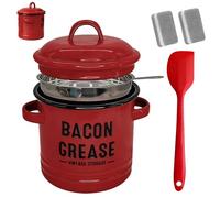 Récipient à graisse de bacon | Bocal de stockage d'huile en émail | Passoire à bacon pour frire, pâtisserie, préparation des repas, vacances, camping