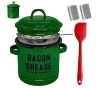 Récipient à graisse de bacon grande capacité 1200 ml | Passoire à graisse et récipient pour frire, pâtisserie, préparation de repas, vacances, camping, Thanksgiving, restaurant