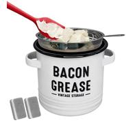 Récipient à graisse de bacon grande capacité 1200 ml | Passoire à graisse et récipient pour frire, pâtisserie, préparation de repas, vacances, camping, Thanksgiving, restaurant