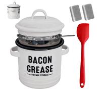 Récipient à graisse de bacon grande capacité 1200 ml | Récipient de graisse de cuisine pour frire, pâtisserie, préparation de repas, vacances, camping, Thanksgiving, restaurant