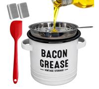 Récipient à graisse de bacon grande capacité 1200 ml | Récipient de graisse de cuisine pour frire, rôtir, préparer des repas, vacances, camping, Thanksgiving, restaurant, blanc