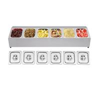 Récipient à ingrédients, cadre GN avec couvercle, bar à salade en acier inoxydable GN 1/6, accessoire de cuisine pour gastronomie, récipient 104 × 22,5 × 22 cm
