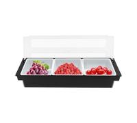 Récipient à ingrédients en plastique avec 3 compartiments et couvercle à rabat transparent, boîte de rangement polyvalente pour cuisine, épices, fruits secs et céréales, avec inserts amovibles et fond