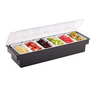 Récipient à ingrédients noir, Boîte de fruits - couvercle transparent, 6 compartiments, contenu de 500 ml - 50 x 16 x 10 cm