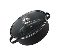 Récipient à Rôtir en Fonte Noire, Contrôle de Température Cuisine | Grille Surélevée, Meilleure Rétention de Chaleur, Cuisson au Four Plaques, pour Campeurs et Cuisiniers