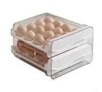 Récipient à œufs pour réfrigérateur, 2 étages, empilable à 32 œufs, tiroir de rangement en plastique transparent avec compartiments amovibles, peu encombrant, pour cuisine et garde-manger