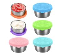 Récipient à vinaigrette, récipient à vinaigrette | Support à vinaigrette en acier inoxydable,Récipients à condiments colorés pour vinaigrette, 6 pièces, tasses à sauce réutilisables pour boîtes à déje