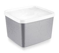 Récipient alimentaire avec couvercle - Orion - 1,1 l - 14x12,5x9,5 cm - Gris - Couvercle blanc - Sans BPA