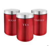 Récipient alimentaire - CHEFFINGER - Lot de 3 Boîtes en Inox - Hermétiques - Design moderne - Couleur rouge