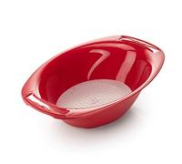 Récipient avec Passoire pour Mandolines Börner Vital, V5, V6 • Bol Collecteur pour Mandoline en V • Saladier • Plateau de Récupération pour Légumes Coupés • Couleur Accessoire: Rouge