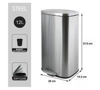 Récipient cosmétique Spirella, 12 litres, en acier inoxydable, modèle "Akira", pour salle de bain