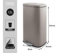 Récipient cosmétique Spirella, 12 litres, en acier inoxydable, modèle "Akira", pour salle de bain