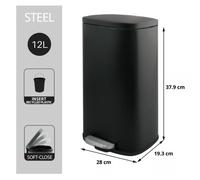 Récipient cosmétique Spirella, 12 litres, en acier inoxydable, modèle "Akira", pour salle de bain