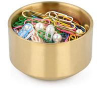 Récipient de rangement Unyqoos® en acier inoxydable, finition dorée, diamètre 9 cm x hauteur 5,5 cm – Bol métallique pour accessoires de bureau et bijoux