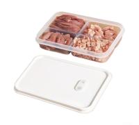 Récipient de stockage alimentaire à grille divisée pour viande crue, boîte en plastique transparent empilable pour réfrigérateur et cuisine (blanc)