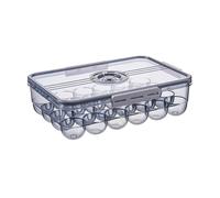 Récipient de stockage de nourriture en plastique avec couvercle, boulettes d'œufs, légumes, fruits, bac à légumes avec marque de temps, conteneurs de stockage de cuisine à domicile(Egg-Big-Gray)