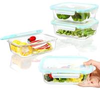 Récipient de stockage, verre écologique, conception empilable, 4 x 1040 ml