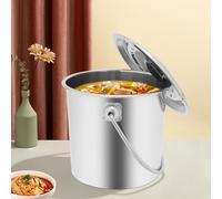 Récipient en acier inoxydable - Seau avec couvercle - 6 l - Avec poignée - Ø 21 cm, hauteur 19 cm - Épaisseur de paroi 1 mm - Convient pour l'eau bouillante - Gris argenté
