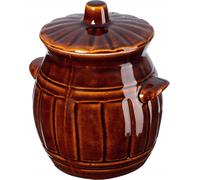 Récipient en verre - Bocal de conservation en forme de tonneau - Contenance 2,7 l - FCM - Verre brun