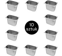 Récipient GN pour repas gastronomiques en acier inoxydable 1/4 Mega-M 265 x 162 x 200 mm, lot de 10 pièces.
