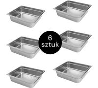 Récipient GN pour repas gastronomiques en acier inoxydable 2/3 Mega-M 353 x 325 x 100 mm, lot de 6 pièces.