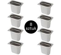 Récipient GN pour repas traiteur en acier inoxydable 1/9 Mega-M 1/9 176 x 108 x 150 mm, lot de 8 pièces.