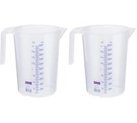 Récipient gradué 2 000 ML, PP, 2 échelles Transparent, poignée Ouvrir, empilable (Lot de 2)