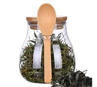 Récipient Hermétique Avec Couvercle En Bois - Pot De Rangement En Verre Transparent, Pot D'assaisonnement À Fermoir Sécurisé, Support Élégant Pour Ustensiles De Cuisine | Accessoire De Comptoir Foncti