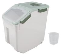 Récipient hermétique pour riz, récipient de stockage épaissi avec couvercle facile à ouvrir pour les snacks à base de farine de céréales, vert menthe, 15 kg