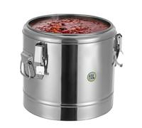 Récipient isotherme 10L inox 304 12h couvercle poignées joint silicone | Inox 304 poli, 10L, isolation 12h, D29.5xH28.4cm, couvercle joint silicone, 2 poignées, 3kg, restaurant/camping/cantine