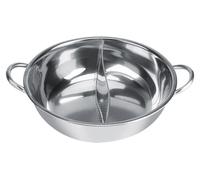 Récipient isotherme en acier inoxydable à parois épaisses, permettant de conserver deux saveurs, compatible avec l'induction, utilisable jusqu'à un diamètre de 31 cm