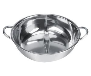 Récipient isotherme en acier inoxydable à parois épaisses, permettant de conserver deux saveurs, compatible avec l'induction, utilisable jusqu'à un diamètre de 31 cm