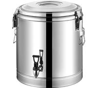 Récipient isotherme en acier inoxydable - Seau de 40 l avec robinet - Avec couvercle - Maintien au chaud - Transport alimentaire/restauration - Pour soupe - Argent