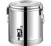 Récipient isotherme en acier inoxydable - Seau isolé de 40 l avec robinet - Couvercle résistant à la chaleur - Pour la soupe, l'eau, le thé - Transport et débit de boissons - Argenté
