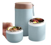 Récipient isotherme étanche pour nourriture - 450 ml, thermos isotherme en acier inoxydable avec cuillère pliante, étanche, isotherme, portable, bol de qualité alimentaire sans BPA (bleu double couche