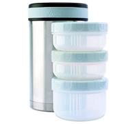 Récipient isotherme pour aliments boîte thermos - 1,5 litre - Inox - Avec trois contenants hermétiques
