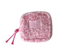 Récipient miniature en peluche avec motif léopards pour filles, organiseur de rangement de voyage et usage quotidien, sac rétro léopard, C