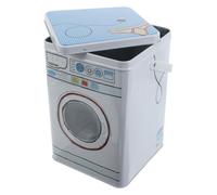 Récipient pour Dosettes de Lessive, Forme Machine à Laver, Fer Bleu | Grosse Capacité, Couvercle Hermétique, Poignée de Transport, pour Buanderie, Compatible Poudre et Billes