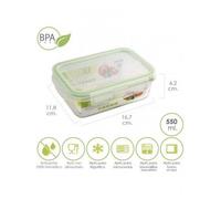 Recipiente Hermetico Cristal Rectangular 550 ml. 16.7x11.8x6.2 (alt) cm.