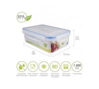 Recipiente Hermetico Plastico Rectangular 1.500 ml. 22x15x7.5 (Alt.) cm.