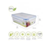 Recipiente Hermetico Plastico Rectangular 2.500 ml. 25x18x8.5 (Alt.) cm.