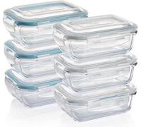 Récipients alimentaires en verre avec couvercle – Récipients hermétiques pour la préparation des repas, le micro-ondes, le four, le congélateur et le lave-vaisselle – Durables et transparents