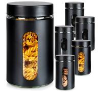 Récipients alimentaires en verre VILDE - Hermétiques avec couvercle noir - 1L - Lot de 6 - Transparent
