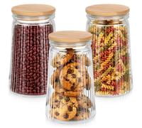 Récipients de conservation - Lot de 3 - 1 litre - Verre borosilicaté avec couvercles en bois