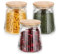Récipients de conservation - Lot de 3 - 700 ml - Verre borosilicaté avec couvercles en bois