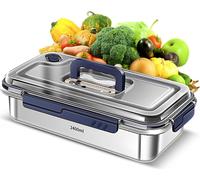 Récipients de stockage des aliments avec couvercles Acier inoxydable 304 étanche à l'air Grande capacité Récipients de stockage de la cuisine étanches avec indicateur de date Sûr pour le four et le mi