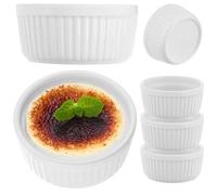 Récipients en porcelaine - Moules individuels de 250 ml, lot de 3 - Moules adaptés au four pour desserts et entrées - Céramique écologique - Blanc