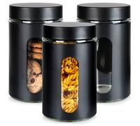 Récipients en verre VILDE - Hermétiques avec couvercle noir - 1L - Transparent et noir