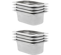 Récipients Gastronorm 8 pcs GN 1/4 100 mm Acier inoxydable